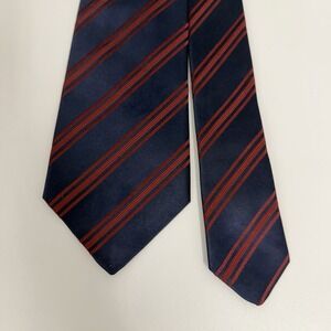 Kiton Napoli Men's Tie Striped Navy Blue & Burgundy Red Silk 3.75" (W) 58.5" (L)